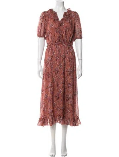 Pre-owned Ulla Johnson Silk Midi Length Dress W/ Tags In Red