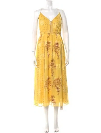 Pre-owned Ulla Johnson Silk Midi Length Dress W/ Tags In Yellow