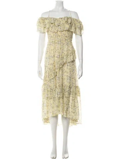 Pre-owned Ulla Johnson Silk Midi Length Dress W/ Tags In Yellow