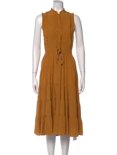 Pre-owned Ulla Johnson Silk Midi Length Dress In Yellow