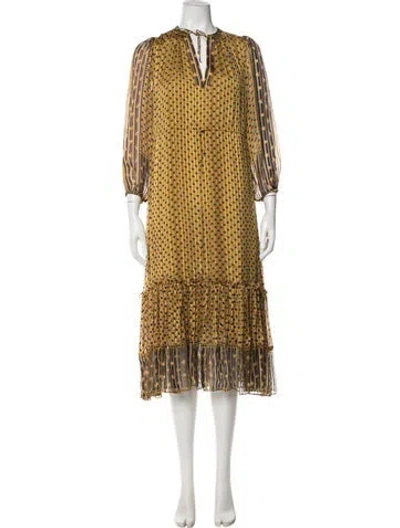 Pre-owned Ulla Johnson Silk Midi Length Dress In Yellow