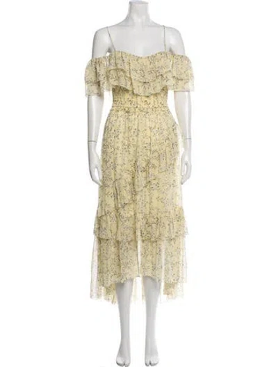 Pre-owned Ulla Johnson Silk Midi Length Dress In Yellow
