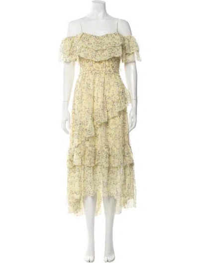 Pre-owned Ulla Johnson Silk Midi Length Dress In Yellow