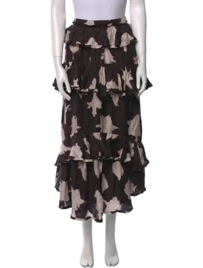 Pre-owned Ulla Johnson Silk Midi Length Skirt In Black