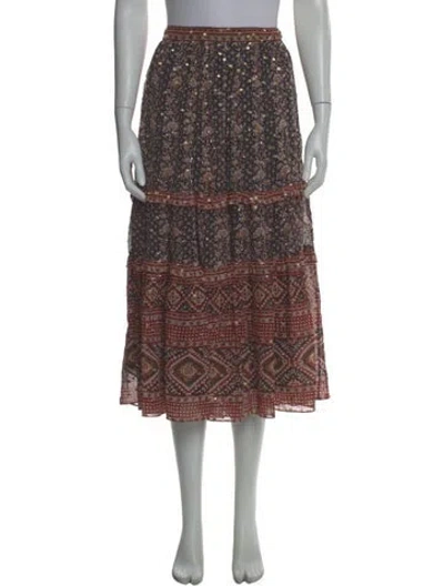 Pre-owned Ulla Johnson Silk Midi Length Skirt In Black