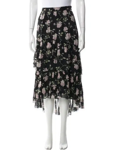 Pre-owned Ulla Johnson Silk Midi Length Skirt In Black
