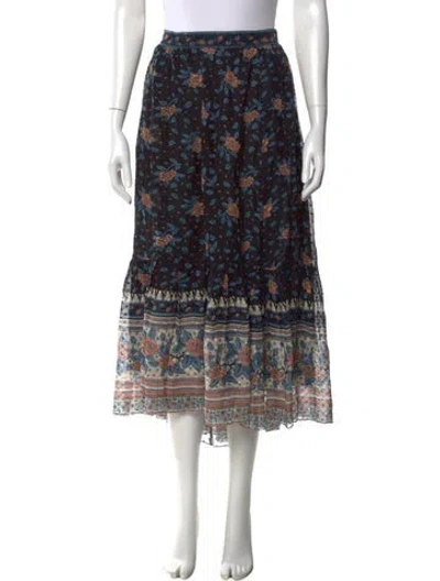 Pre-owned Ulla Johnson Silk Midi Length Skirt In Blue