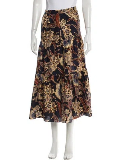 Pre-owned Ulla Johnson Silk Midi Length Skirt In Blue