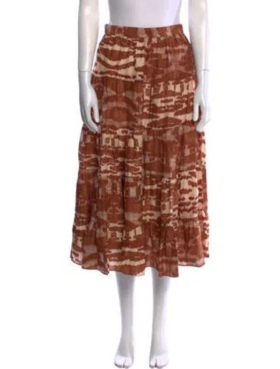 Pre-owned Ulla Johnson Silk Midi Length Skirt In Brown