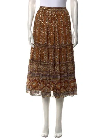 Pre-owned Ulla Johnson Silk Midi Length Skirt In Brown