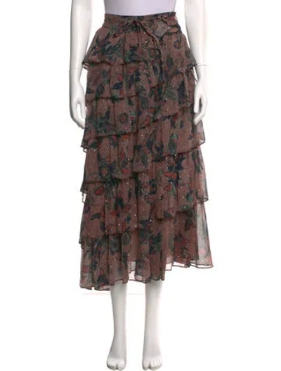 Pre-owned Ulla Johnson Silk Midi Length Skirt In Brown