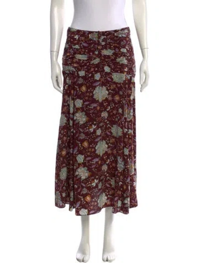 Pre-owned Ulla Johnson Silk Midi Length Skirt In Burgundy