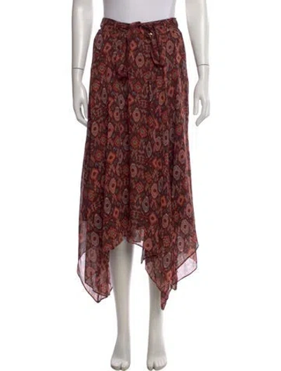 Pre-owned Ulla Johnson Silk Midi Length Skirt In Burgundy