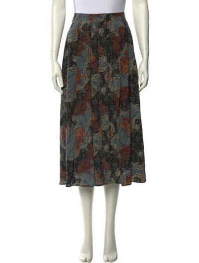 Pre-owned Ulla Johnson Silk Midi Length Skirt In Green