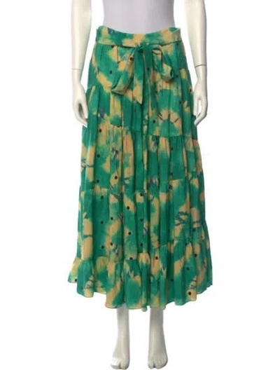 Pre-owned Ulla Johnson Silk Midi Length Skirt In Green