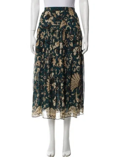 Pre-owned Ulla Johnson Silk Midi Length Skirt In Green