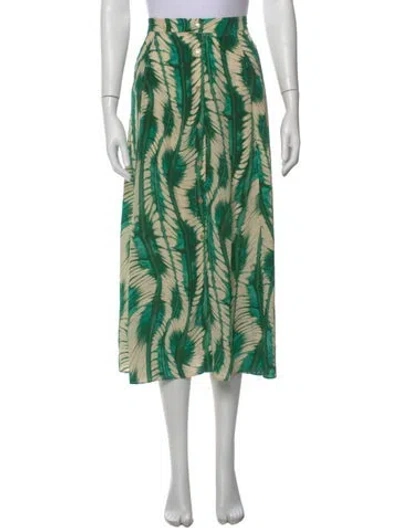 Pre-owned Ulla Johnson Silk Midi Length Skirt In Green