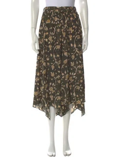Pre-owned Ulla Johnson Silk Midi Length Skirt In Green