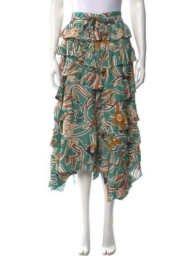 Pre-owned Ulla Johnson Silk Midi Length Skirt In Multi
