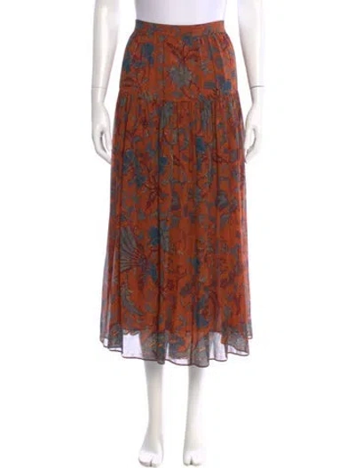 Pre-owned Ulla Johnson Silk Midi Length Skirt In Orange