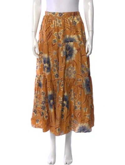 Pre-owned Ulla Johnson Silk Midi Length Skirt In Orange
