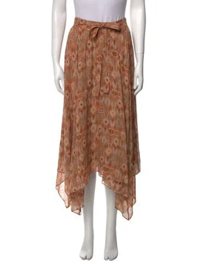 Pre-owned Ulla Johnson Silk Midi Length Skirt In Orange