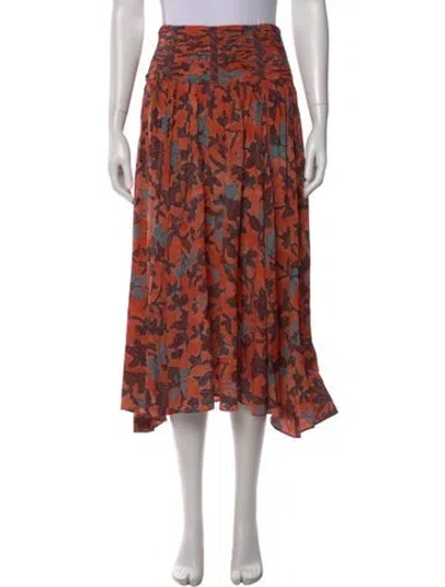 Pre-owned Ulla Johnson Silk Midi Length Skirt In Orange