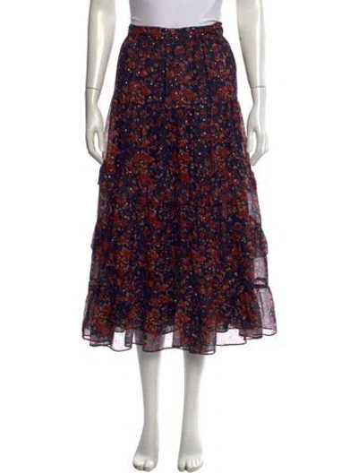 Pre-owned Ulla Johnson Silk Midi Length Skirt In Orange