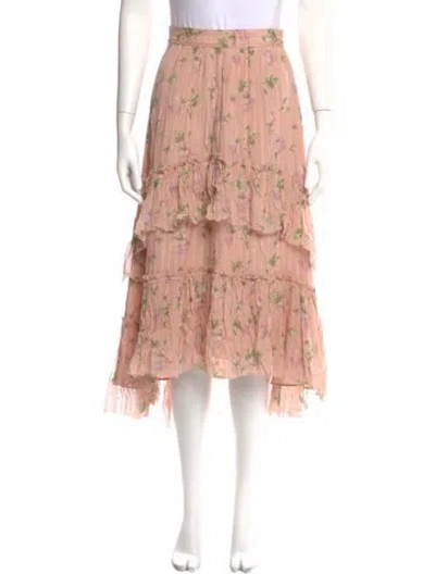 Pre-owned Ulla Johnson Silk Midi Length Skirt In Pink