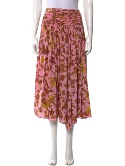 Pre-owned Ulla Johnson Silk Midi Length Skirt In Pink