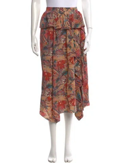 Pre-owned Ulla Johnson Silk Midi Length Skirt In Pink