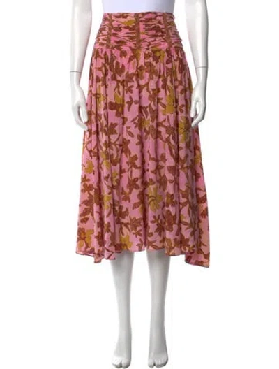 Pre-owned Ulla Johnson Silk Midi Length Skirt In Pink