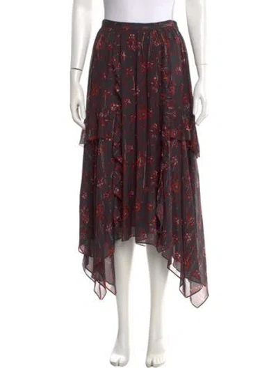 Pre-owned Ulla Johnson Silk Midi Length Skirt In Red