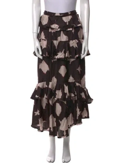 Pre-owned Ulla Johnson Silk Midi Length Skirt W/ Tags In Black