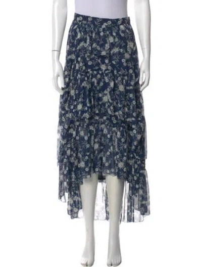 Pre-owned Ulla Johnson Silk Midi Length Skirt W/ Tags In Blue
