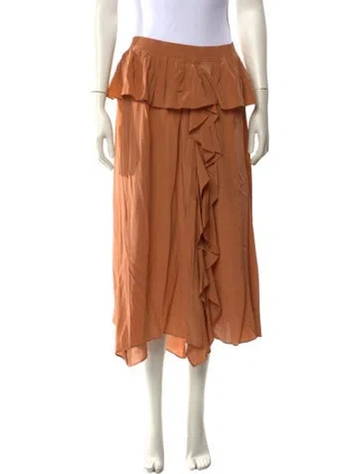 Pre-owned Ulla Johnson Silk Midi Length Skirt W/ Tags In Brown