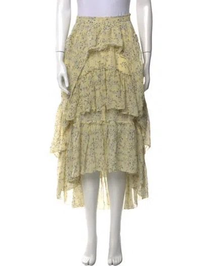 Pre-owned Ulla Johnson Silk Midi Length Skirt In Yellow