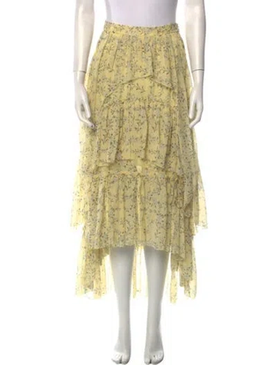 Pre-owned Ulla Johnson Silk Midi Length Skirt In Yellow