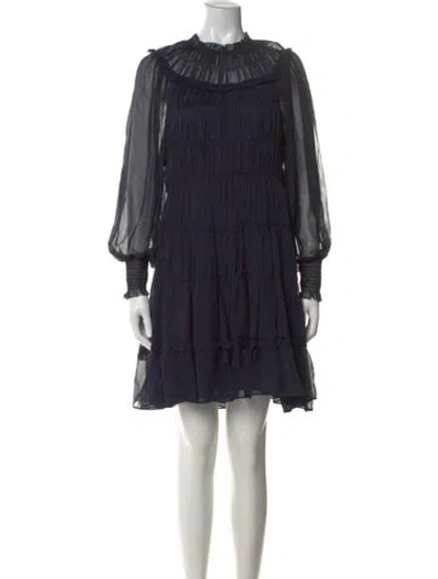 Pre-owned Ulla Johnson Silk Mini Dress In Blue