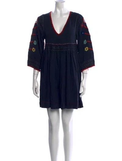 Pre-owned Ulla Johnson Silk Mini Dress In Blue