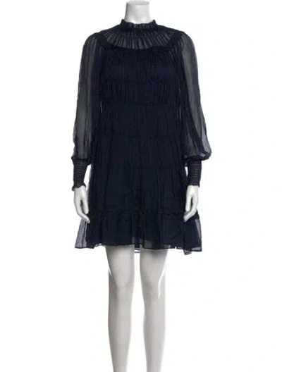 Pre-owned Ulla Johnson Silk Mini Dress In Blue