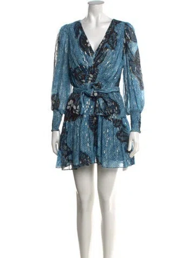 Pre-owned Ulla Johnson Silk Mini Dress In Blue/metallic