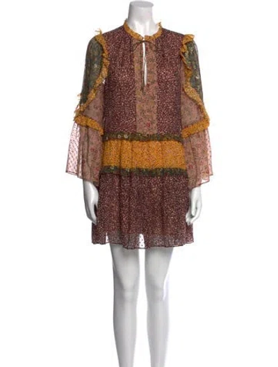 Pre-owned Ulla Johnson Silk Mini Dress In Brown