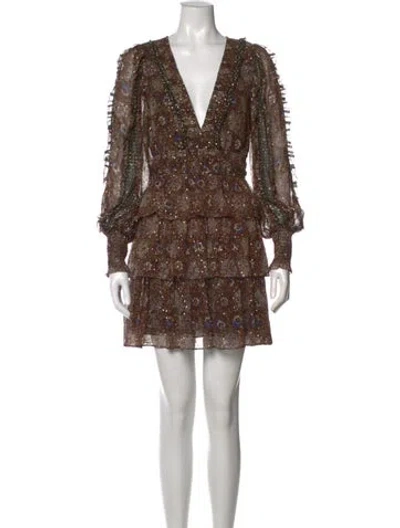 Pre-owned Ulla Johnson Silk Mini Dress In Brown