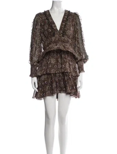Pre-owned Ulla Johnson Silk Mini Dress In Brown
