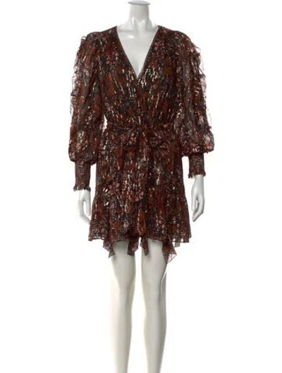 Pre-owned Ulla Johnson Silk Mini Dress In Brown/metallic