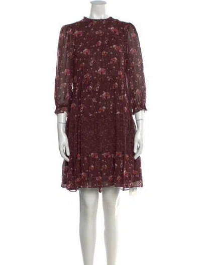 Pre-owned Ulla Johnson Silk Mini Dress In Burgundy