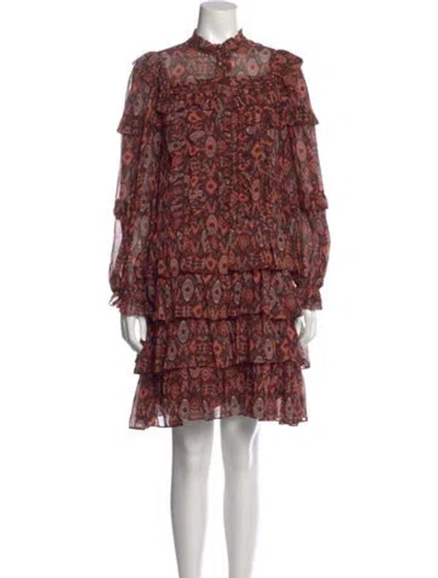 Pre-owned Ulla Johnson Silk Mini Dress In Burgundy