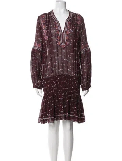 Pre-owned Ulla Johnson Silk Mini Dress In Burgundy