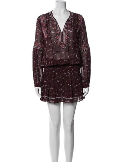 Pre-owned Ulla Johnson Silk Mini Dress In Burgundy